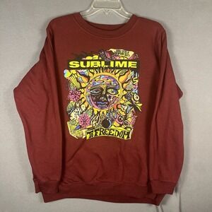 Sublime Womens XL Sweatshirt Crew Neck Pullover Hope Freedom Maroon Sun Graphic